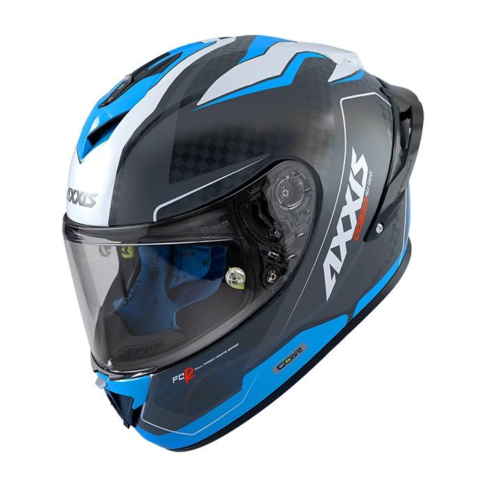 helma na motorku Axxis Cobra Rage modrá/bílá/carbon, Velikost XL