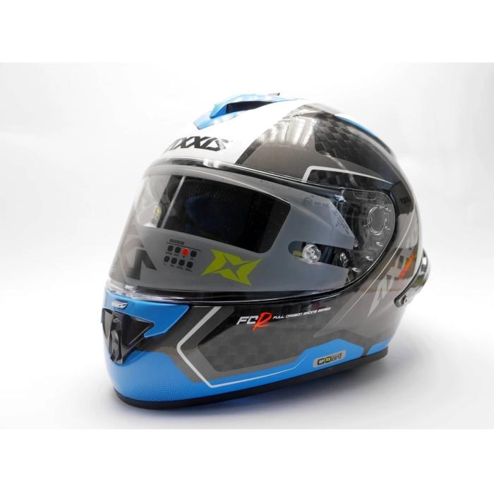 helma na motorku Axxis Cobra Rage modrá/bílá/carbon, Velikost XL
