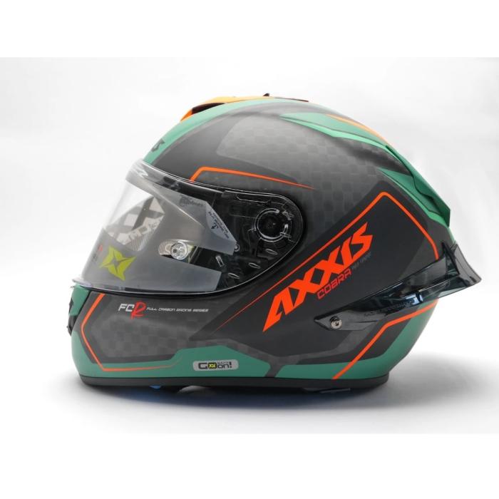 helma na motorku Axxis Cobra Rage zelená/oranžová/carbon, Velikost S