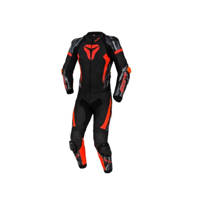 kožená bunda na motorku Seca SRS II černá/fluo červená, Velikost S