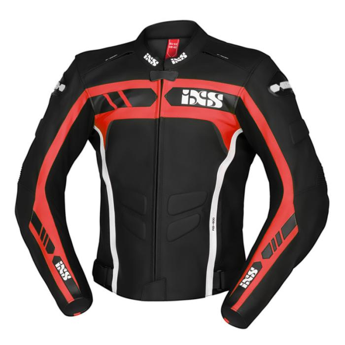 kožená bunda na moto IXS RS-600 černá/červená/bílá