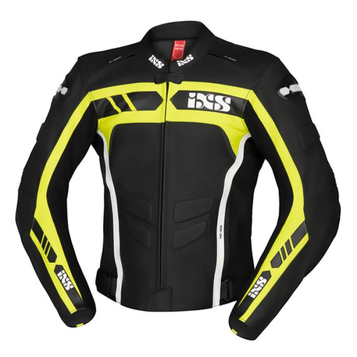 kožená bunda na moto IXS RS-600 černá/žlutá/bílá