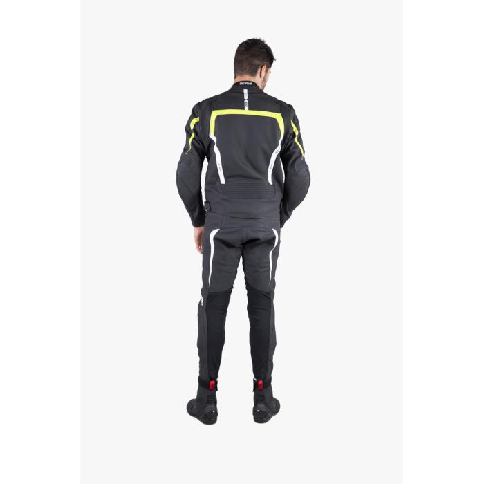 kožená bunda na moto IXS RS-600 černá/žlutá/bílá, Velikost 48