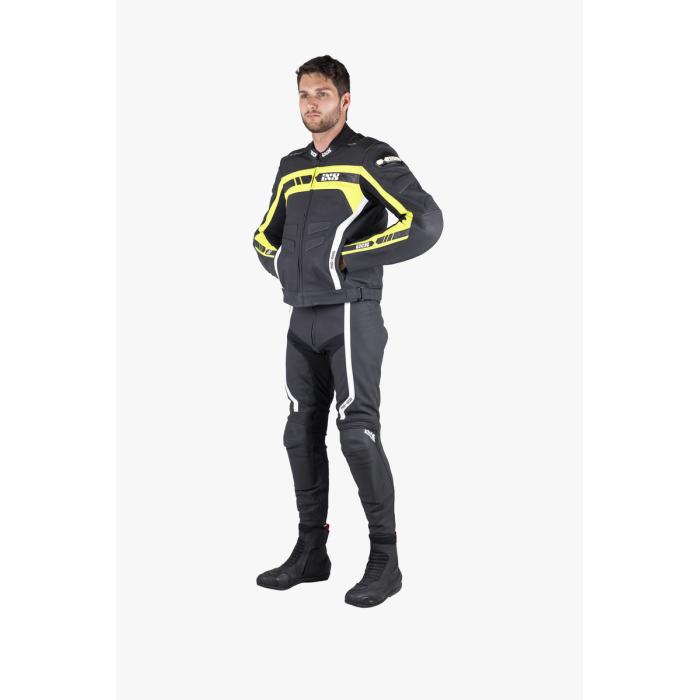 kožená bunda na moto IXS RS-600 černá/žlutá/bílá, Velikost 48