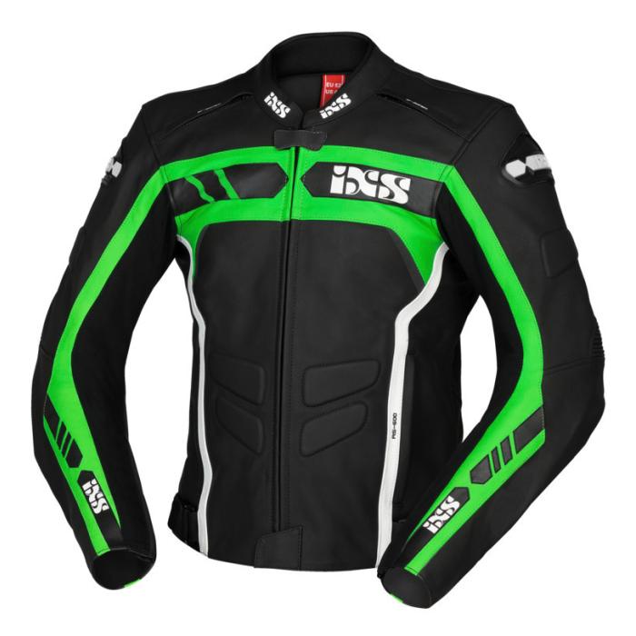 kožená bunda na moto IXS RS-600 černá/zelená/bílá