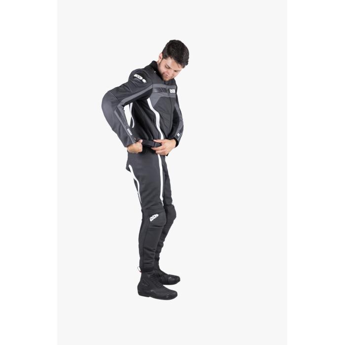 kožená bunda na moto IXS RS-600 černá/šedá/bílá, Velikost 48