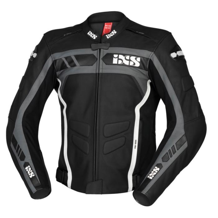 kožená bunda na moto IXS RS-600 černá/šedá/bílá
