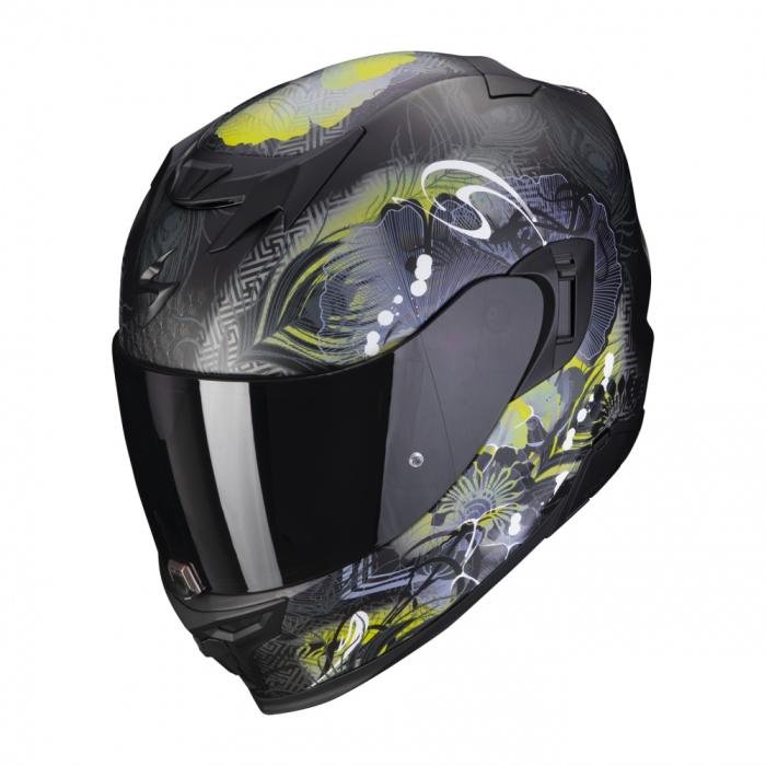 dámská helma na motorku Scorpion EXO 520 Evo Air Melrose matná černo/neonově žlutá