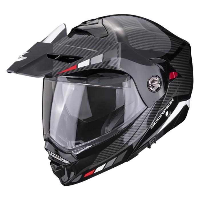 výklopná helma na motorku Scorpion ADX-2 Camino černo/červeno/stříbrná