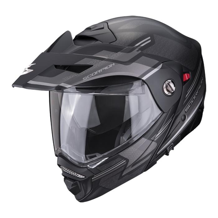 helma na motorku Scorpion ADX-2 Carrera matná černo/stříbrná, Velikost M