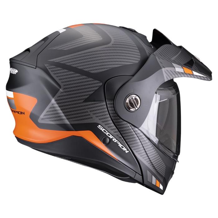 výklopná helma na motorku Scorpion ADX-2 Camino matná černo/stříbrno/oranžová, Velikost XS