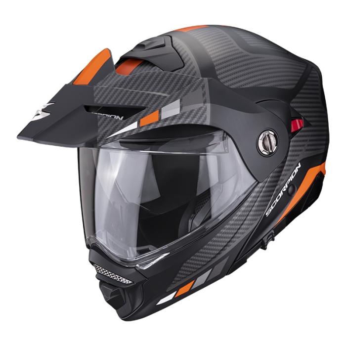 výklopná helma na motorku Scorpion ADX-2 Camino matná černo/stříbrno/oranžová