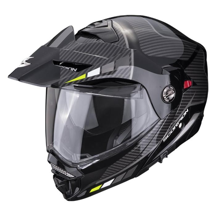 výklopná helma na motorku Scorpion ADX-2 Camino černo/stříbrno/fluo žlutá, Velikost M