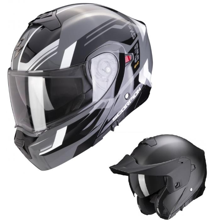 výklopná helma na motorku Scorpion EXO 930 EVO Sikon šedo/černo/bílá, Velikost S