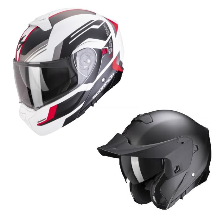 výklopná helma na motorku Scorpion EXO 930 EVO Sikon matná bílo/černo/červená, Velikost XXL