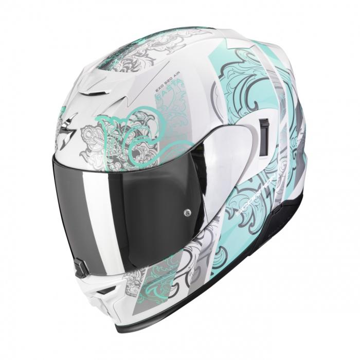 helma na motorku Scorpion EXO 520 Evo Air Fasta bílo/světle modrá