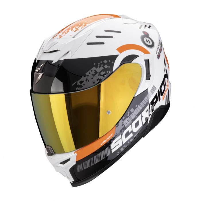 helma na motorku Scorpion EXO 520 Evo Air Titan bílo/oranžová, Velikost XL