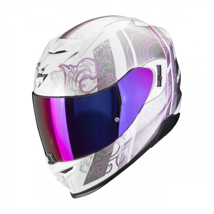 dámská helma na motorku Scorpion EXO 520 Evo Air Fasta bílo/fialová