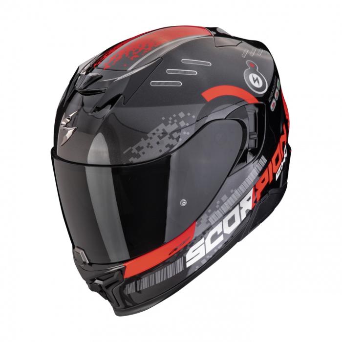 helma na motorku Scorpion EXO 520 Evo Air Titan metalická černo/červená