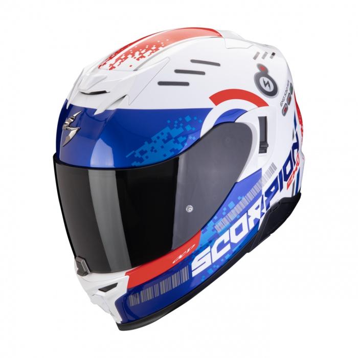 helma na motorku Scorpion EXO 520 Evo Air Titan bílo/modro/červená