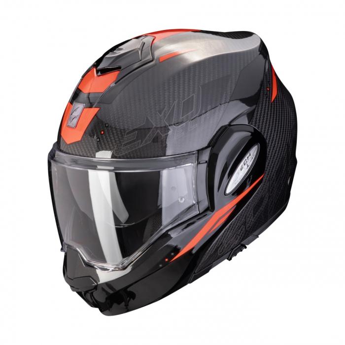 helma na motorku Scorpion EXO-Tech Evo Carbon Rover černo/červená