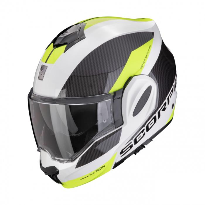 přilba na motorku Scorpion EXO-Tech Evo Team bílo/fluo žlutá, Velikost XXL