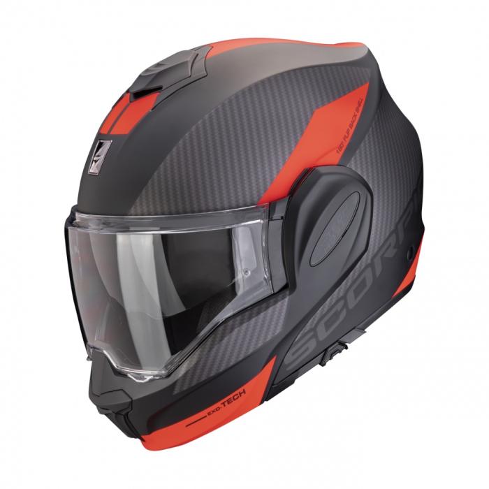 přilba na motorku Scorpion EXO-Tech Evo Team matná černo/stříbrno/červená