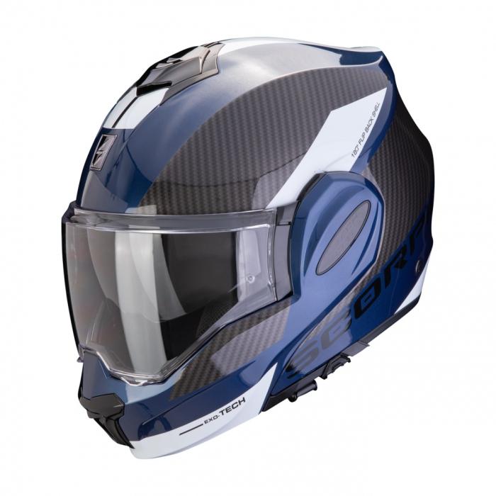 vyklápěcí helma na motorku Scorpion EXO-Tech Evo Team modro/černo/bílá, Velikost S