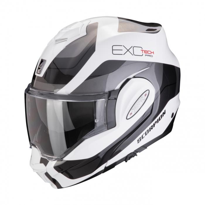 helma na motorku Scorpion EXO-Tech Evo Pro Commuta bílo/stříbrná