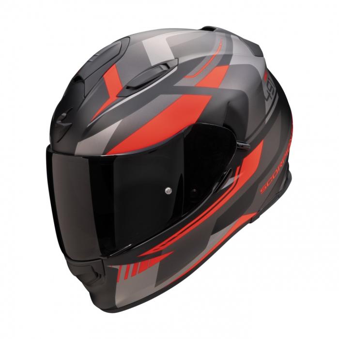 helma na motorku Scorpion EXO 491 Abilis matná černo/stříbrno/červená, Velikost XXL