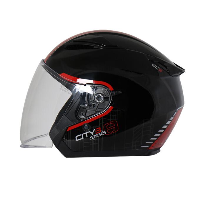 helma na skútr Speeds City III černá/červená lesklá, velikost XS