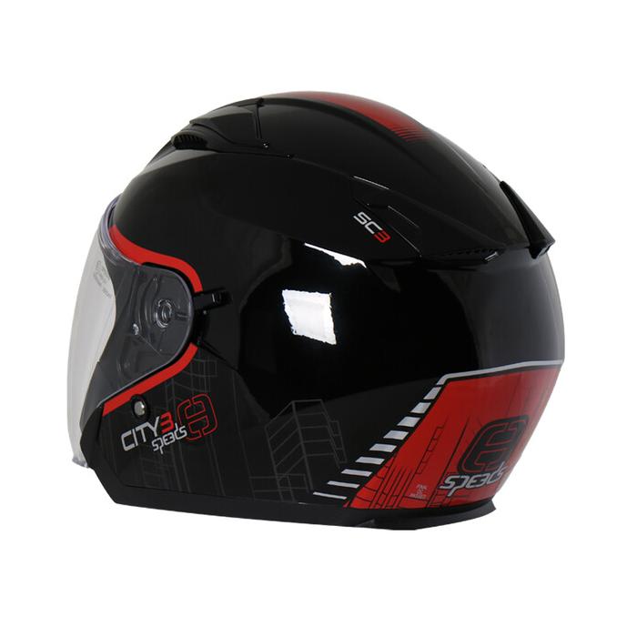 helma na skútr Speeds City III černá/červená lesklá, velikost XS