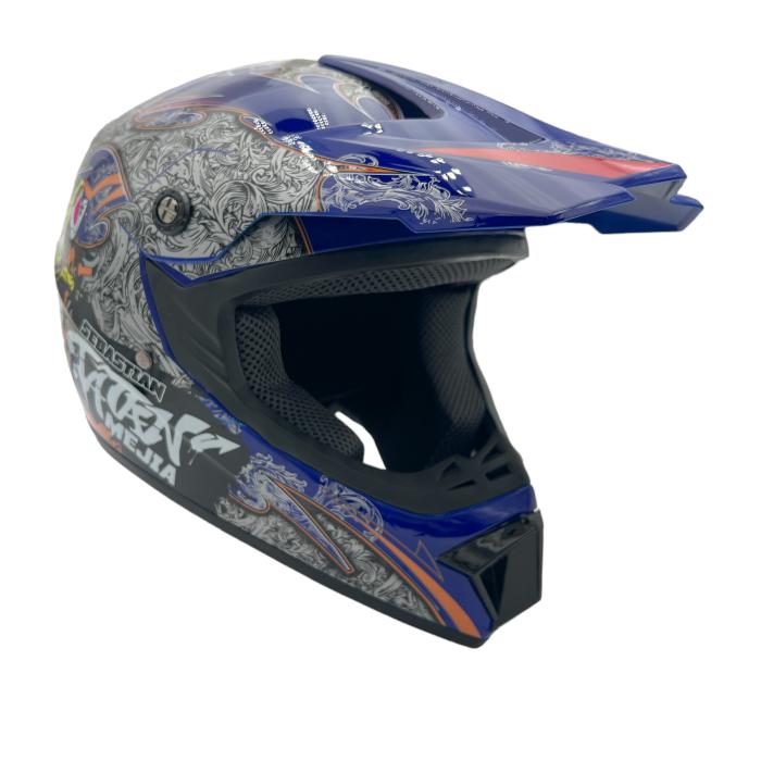 dětská helma na motorku Mejia Cross modrá lesklá, Velikost M