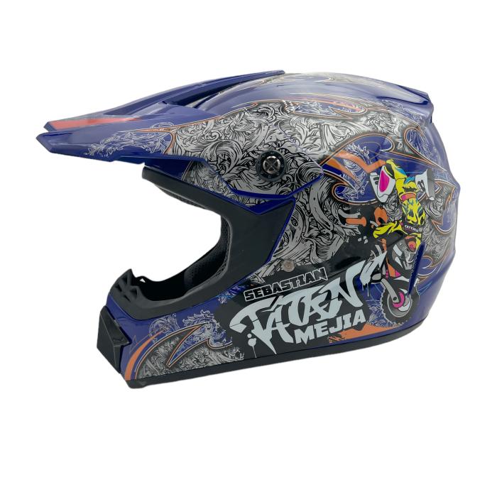 dětská helma na motorku Mejia Cross modrá lesklá