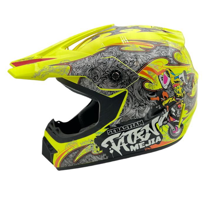 dětská helma na motorku Mejia Cross žlutá lesklá