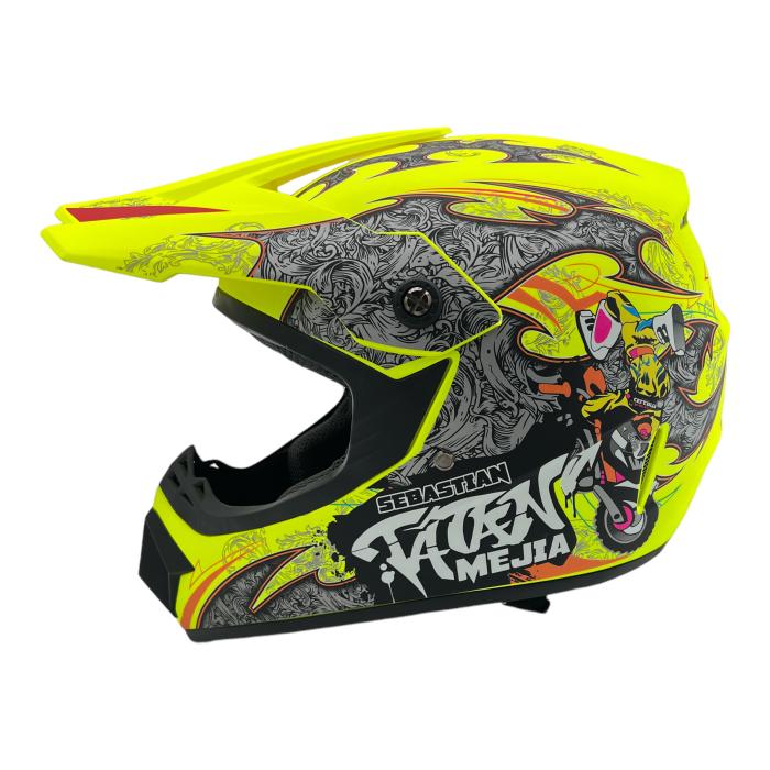 dětská helma na motorku Mejia Cross žlutá matná, Velikost XL