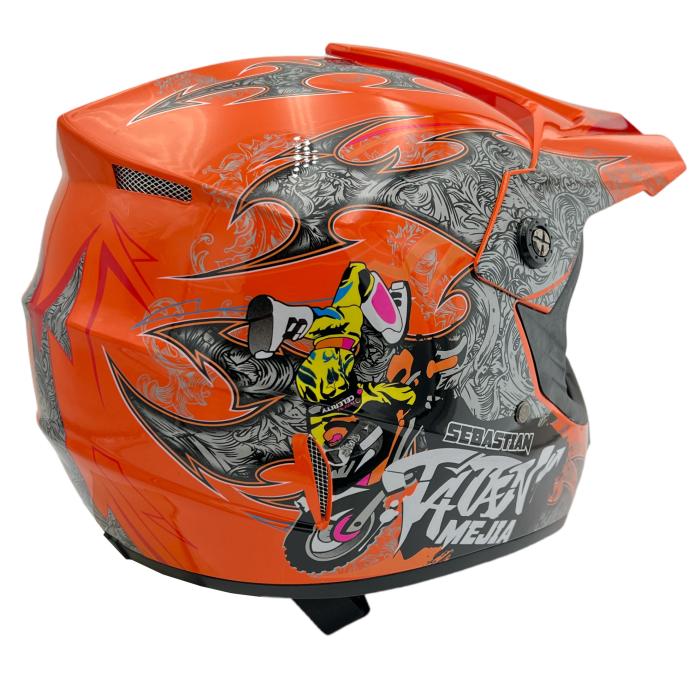 dětská helma na motorku Mejia Cross oranžová lesklá, Velikost XS