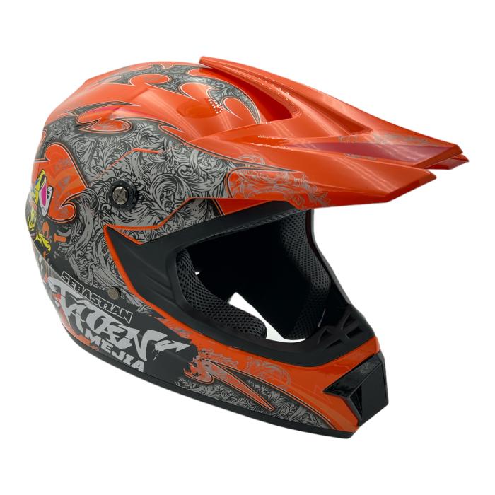 dětská helma na motorku Mejia Cross oranžová lesklá, Velikost XS