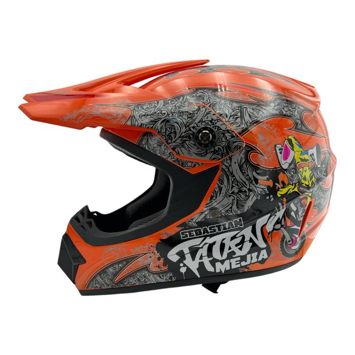 dětská helma na motorku Mejia Cross oranžová lesklá, Velikost XL