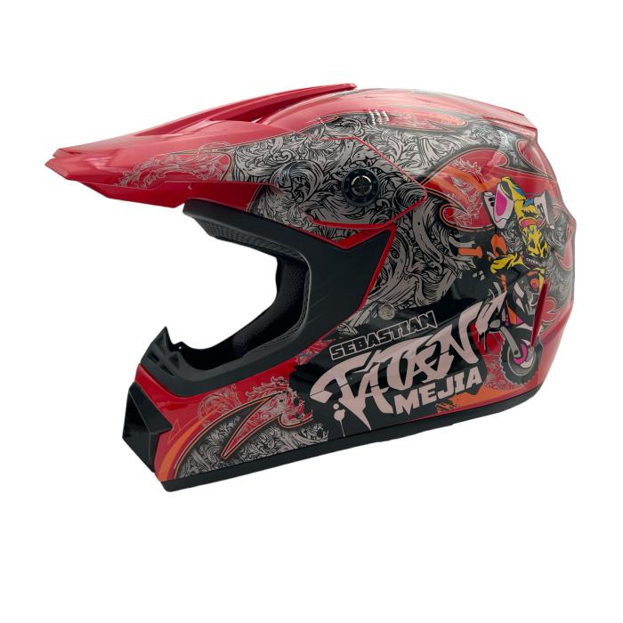 dětská helma na motorku Mejia Cross růžová lesklá, Velikost S