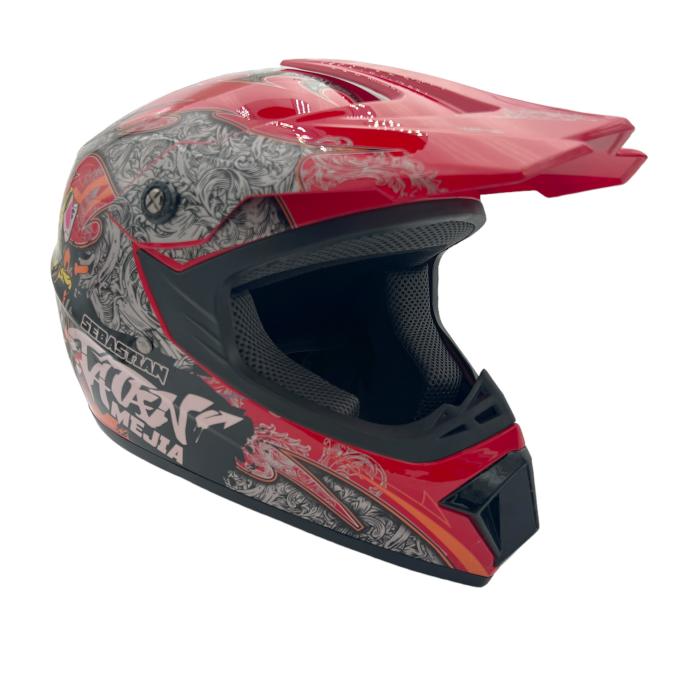 dětská helma na motorku Mejia Cross červená lesklá, Velikost XS