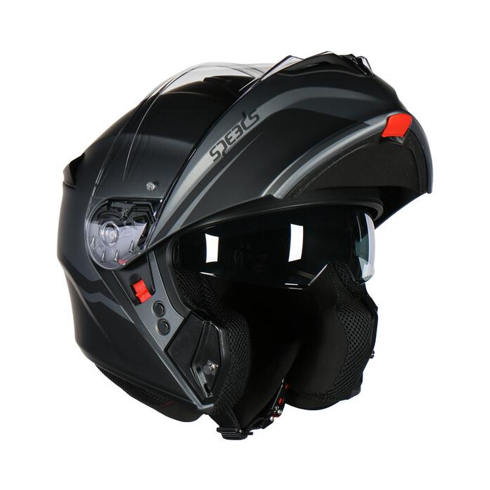 helma na motorku Speeds Comfort 3 titanová/černá/červená matná, Velikost XS