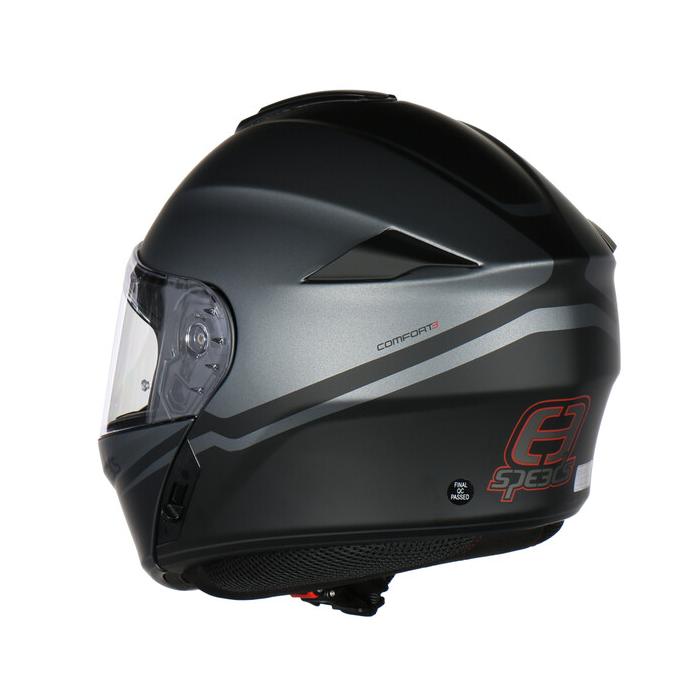 helma na motorku Speeds Comfort 3 titanová/černá/červená matná, Velikost XS