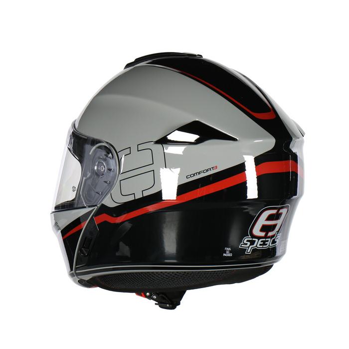 helma na motorku Speeds Comfort 3 šedá/černá/červená lesklá, Velikost XS