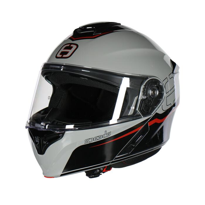 helma na motorku Speeds Comfort 3 šedá/černá/červená lesklá