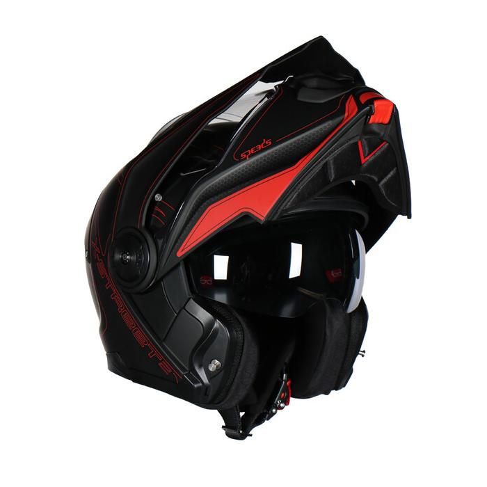 helma na motorku Speeds X-Street 2 černá/červená/titanová matná, Velikost XS