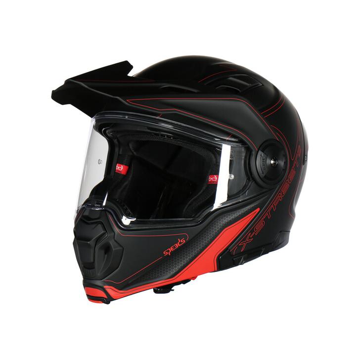 helma na motorku Speeds X-Street 2 černá/červená/titanová matná, Velikost S