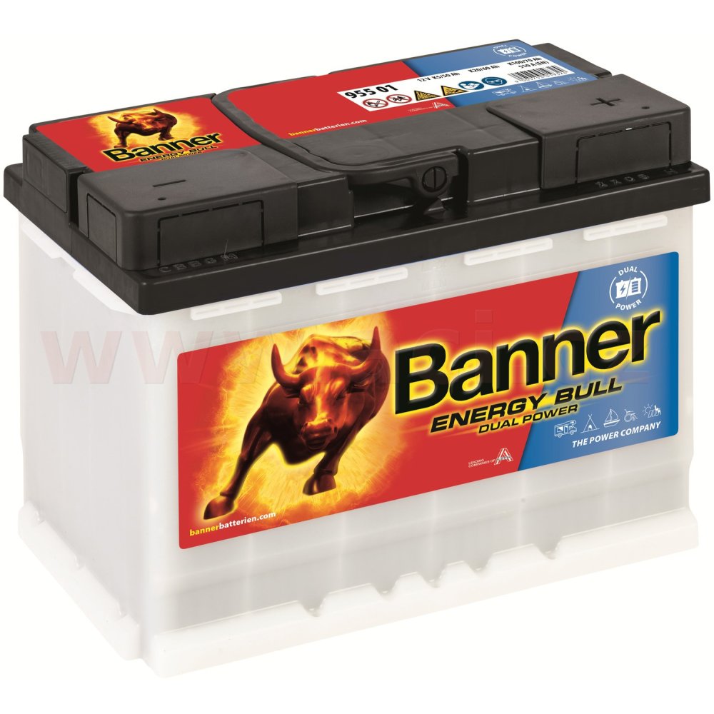 60Ah trakční a startovací baterie, 510A, pravá BANNER Energy Bull DUAL Power 241x175x190