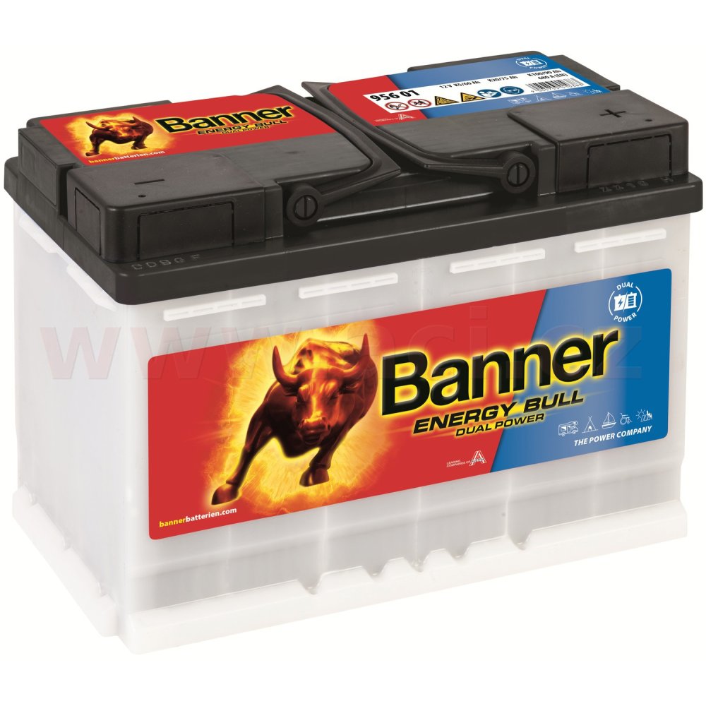 80Ah trakční a startovací baterie, 680A, pravá BANNER Energy Bull DUAL Power 278x175x190