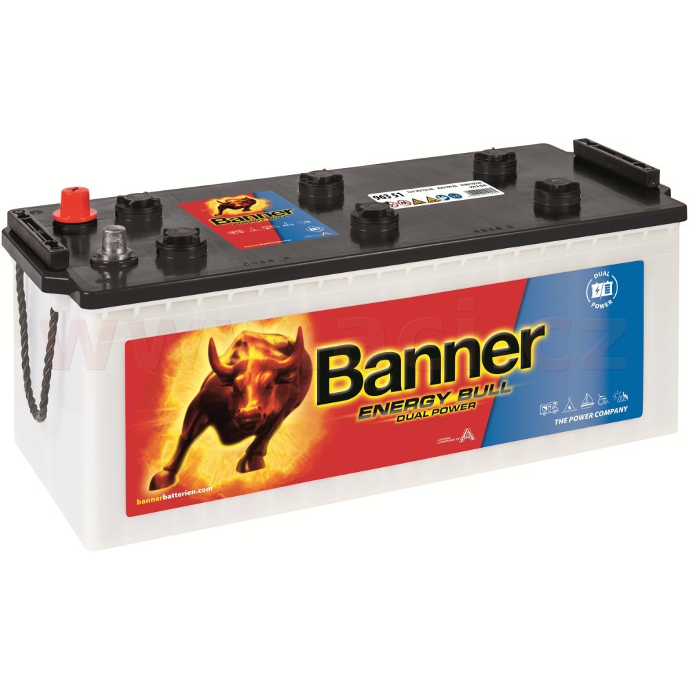 180Ah trakční a startovací baterie, 950A, levá BANNER Energy Bull DUAL Power 514x223x195(220)